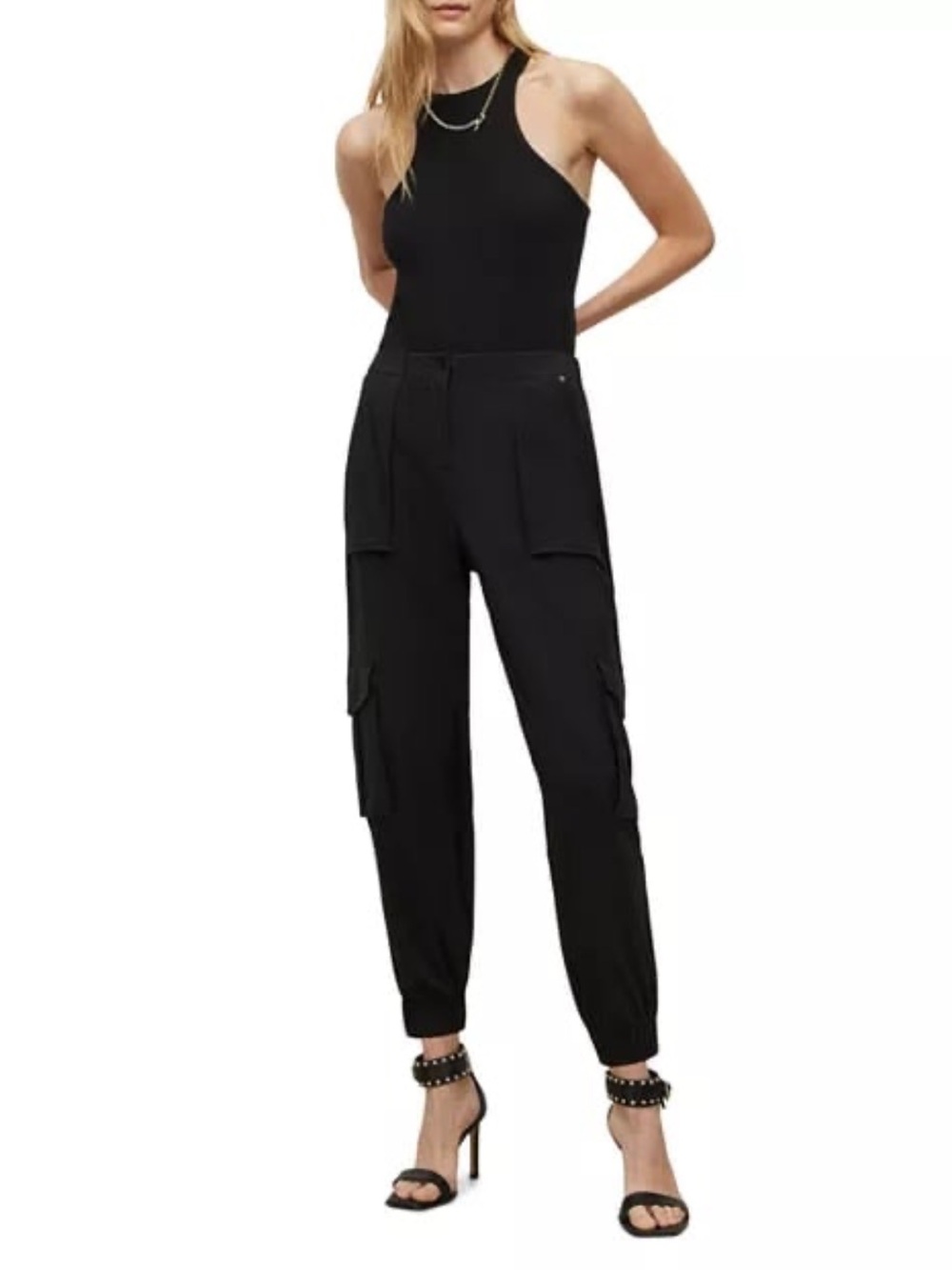 All Saints Black Freda Jersey Trousers size 4